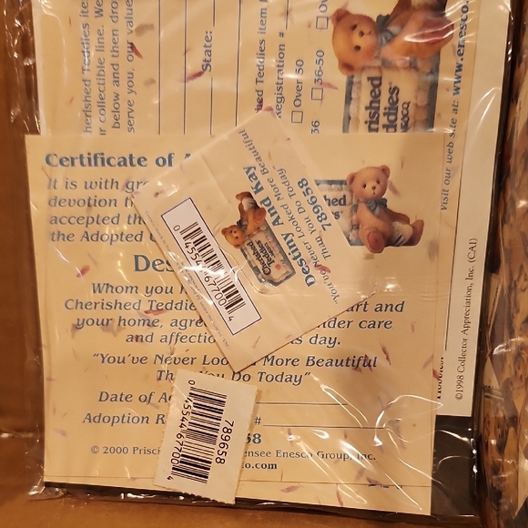 Cherished Teddies Figurine with Floral Hats - Picture 3 of 8